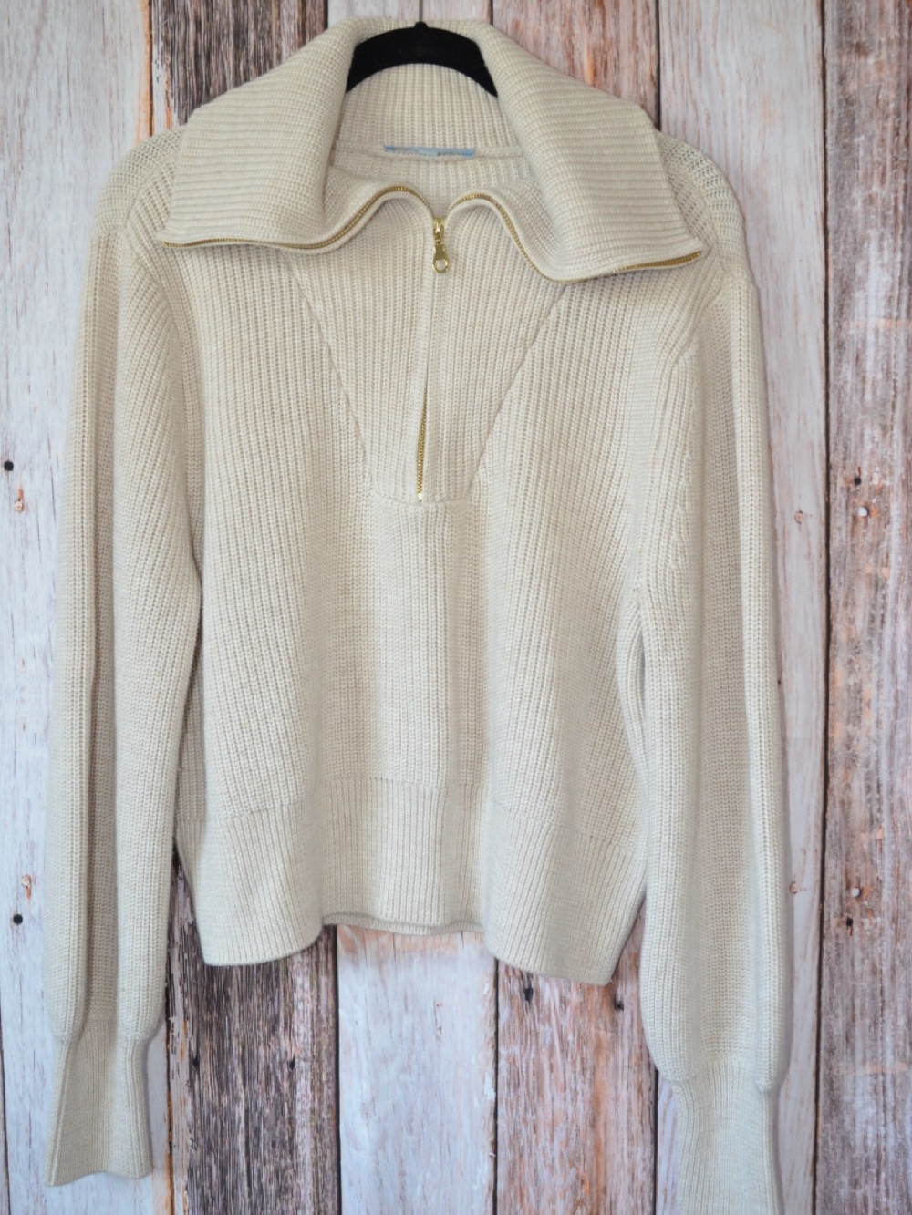 ANTONIO MELANI Cream Half-Zip Ribbed Sweater